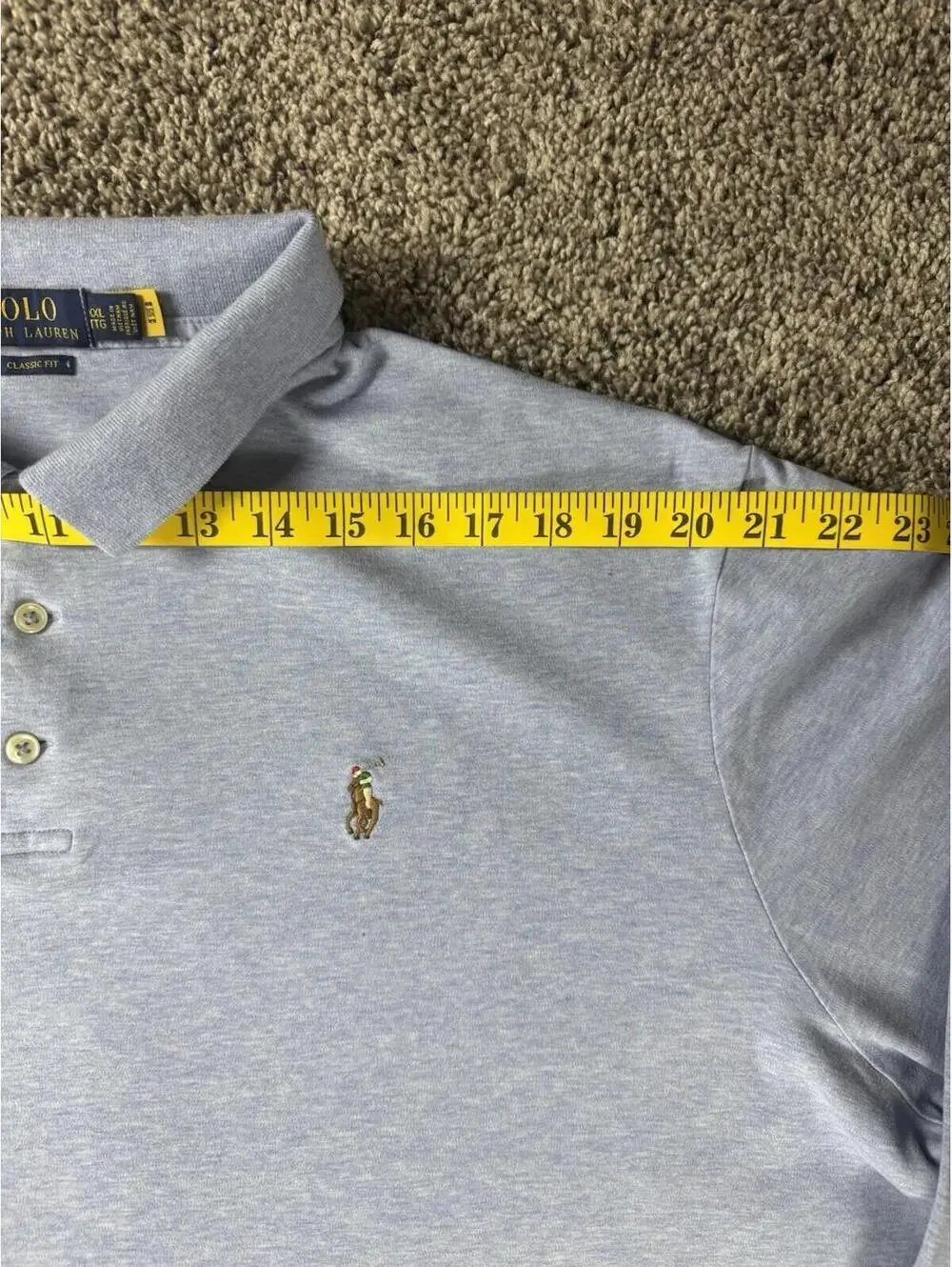 Polo Ralph Lauren Polo Shirt Mens XXL Light‎ Blue Solid Long Sleeve Pony Logo